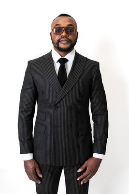 Franck La Scelta-AL 100% Wool custom made Double Breasted Pin Stripe Suit