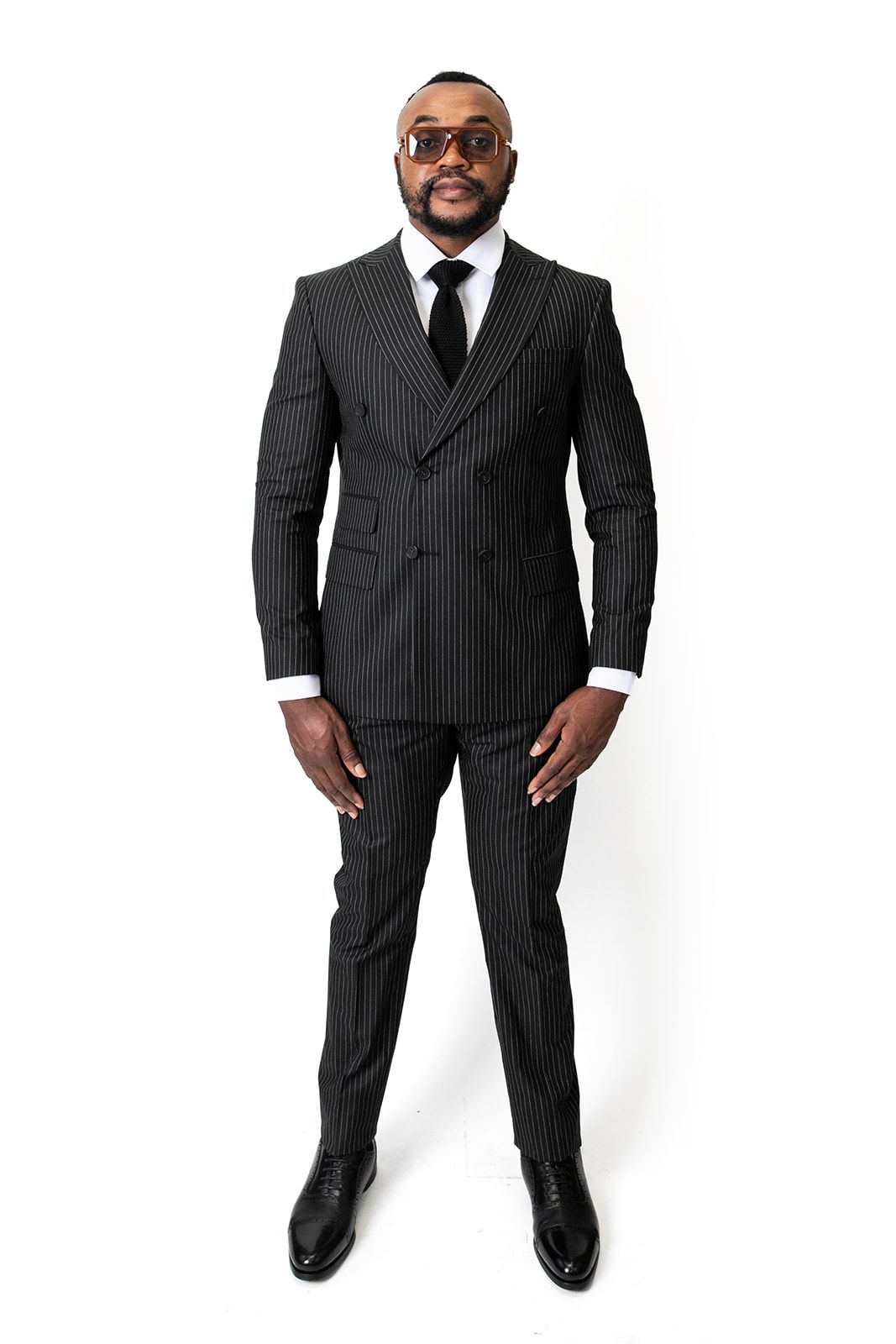 Franck La Scelta-AL 100% Wool custom made Double Breasted Pin Stripe Suit