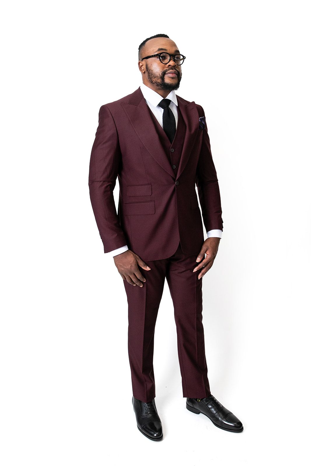 FLS Ready To Wear suit(Burgundy) 100% Wool