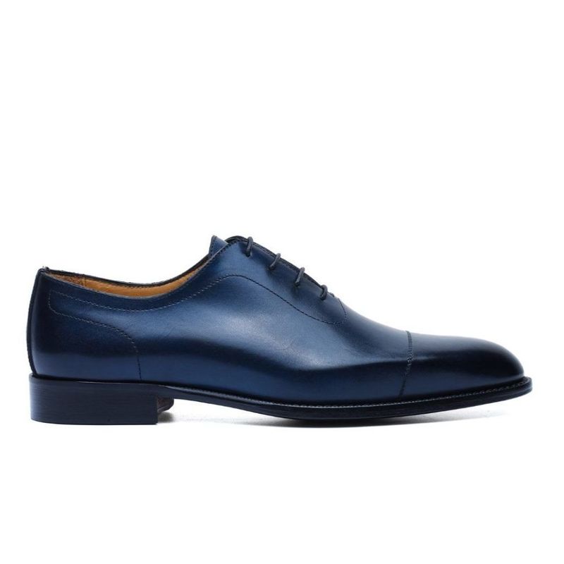Franck La Scelta Oxford Wholecut In Pelle Taupe Tinta A Mano (Genuine Leather)-Navy Blue