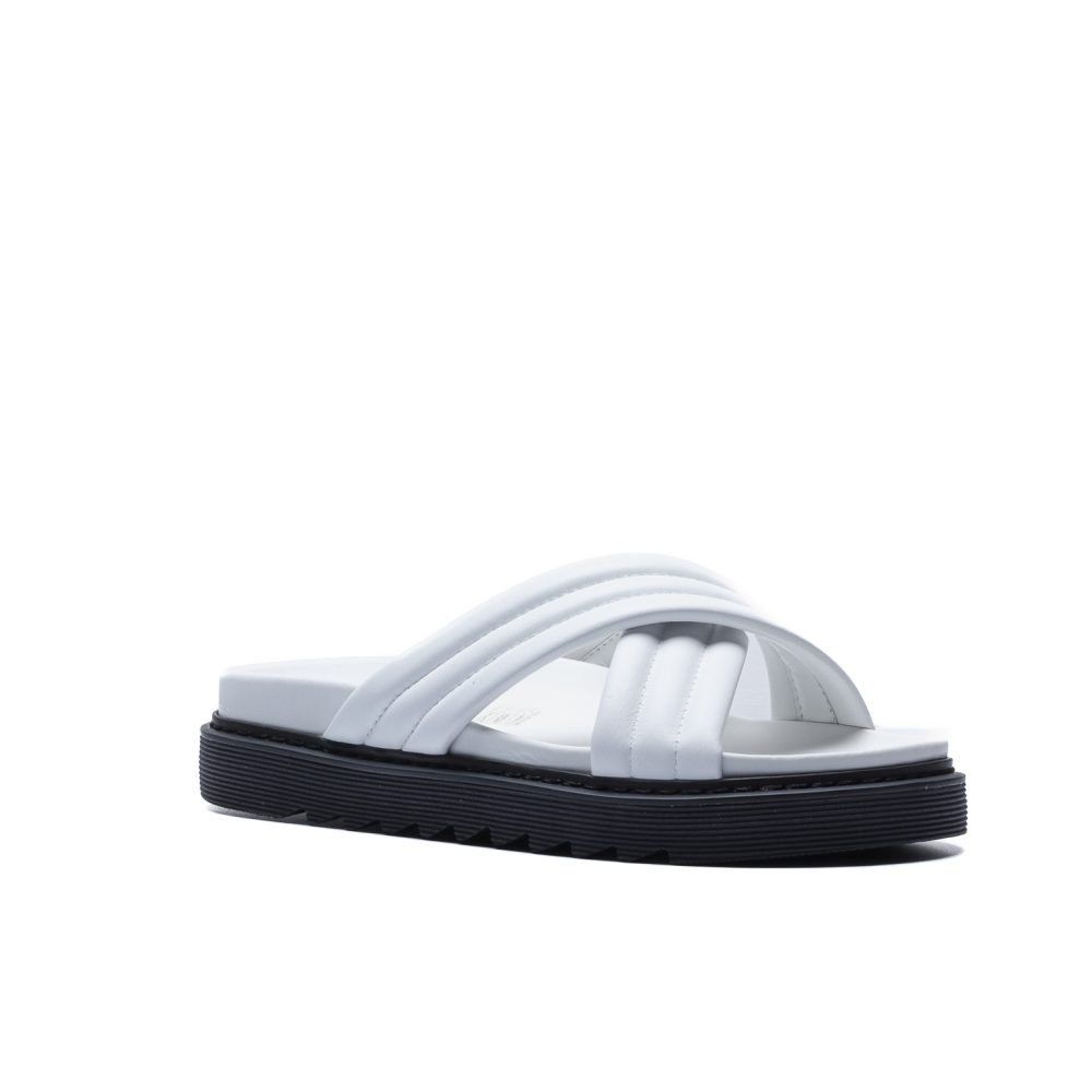 Franck La Scelta AN Men Handmade Genuine Leather Slider (White)