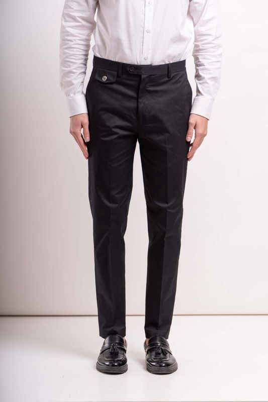 FRANCK LA SCELTA COTTON SATIN BLACK PANT FRANCK LA SCELTA COTTON SATIN BLACK PANT