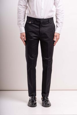 FRANCK LA SCELTA COTTON SATIN BLACK PANT FRANCK LA SCELTA COTTON SATIN BLACK PANT