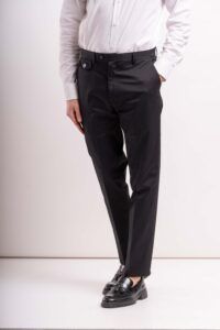 FRANCK LA SCELTA COTTON SATIN  BLACK PANT