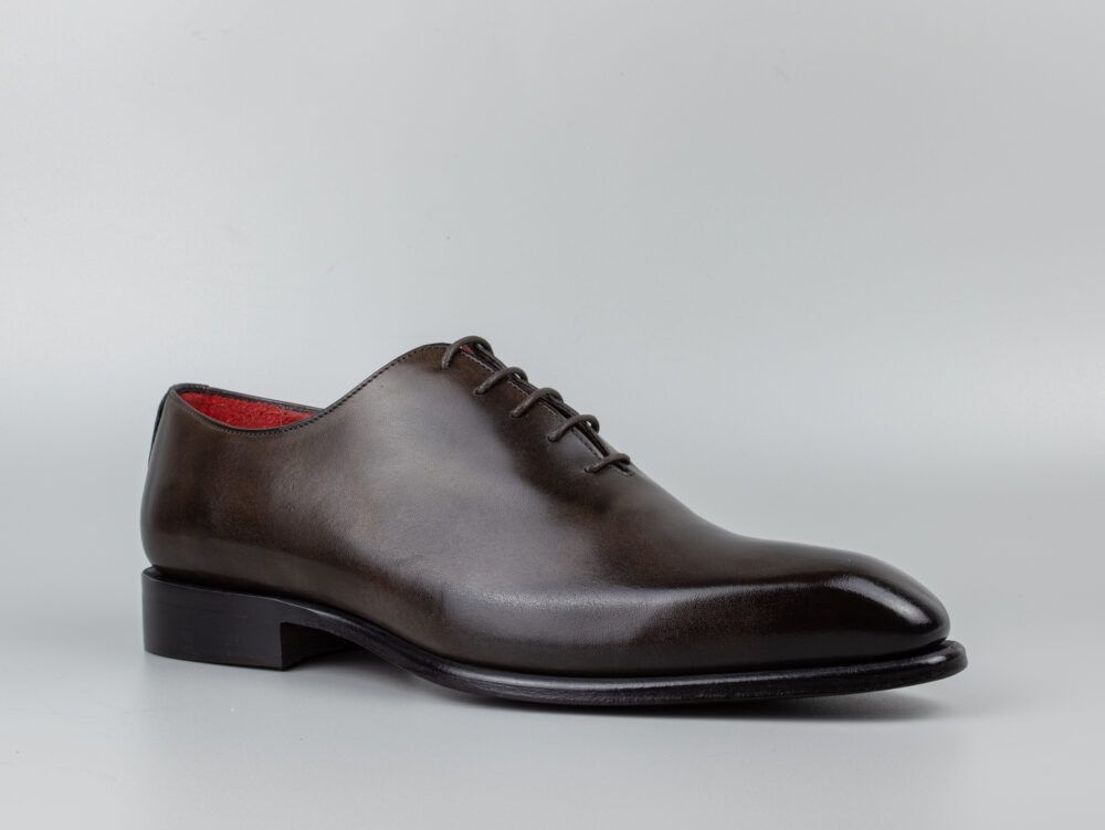 Franck La Scelta Oxford Wholecut In Pelle Taupe Tinta A Mano (Genuine Leather)-Dark Brown