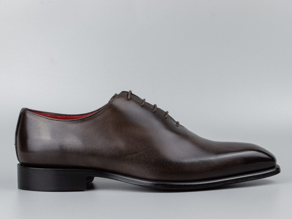 Franck La Scelta Oxford Wholecut In Pelle Taupe Tinta A Mano (Genuine Leather)-Dark Brown