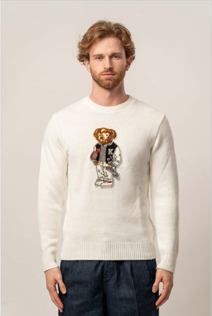 Franck La Scelta 100% Wool Italian Sweater/With Teddy Bear (off-white) Franck La Scelta 100% Wool Italian Sweater/With Teddy Bear (off-white)