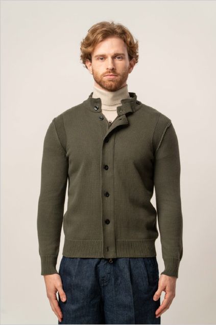 Franck La Scelta navy button-up Italian cardigan (Army Green) Franck La Scelta navy button-up Italian cardigan (Army Green)