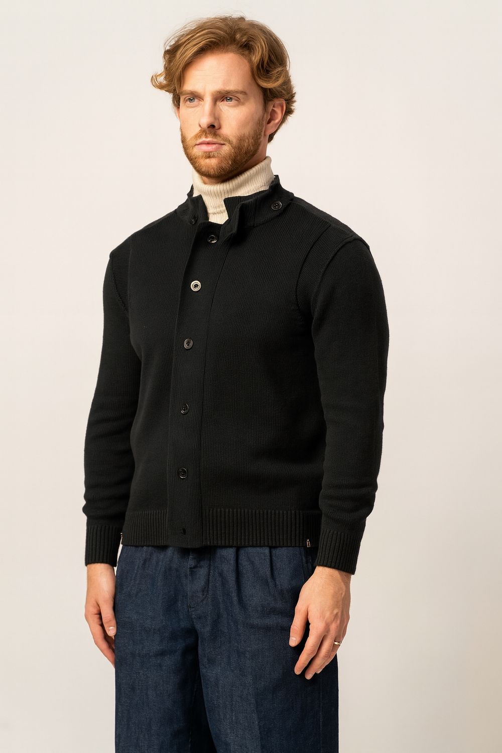 Franck La Scelta navy button-up Italian cardigan (Black) Franck La Scelta navy button-up Italian cardigan (Black)