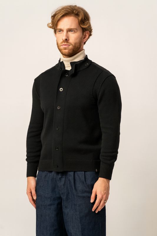 Franck La Scelta navy button-up Italian cardigan (Black) Franck La Scelta navy button-up Italian cardigan (Black)