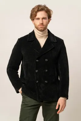 Franck La Scelta Black Corduroy Jacket – Made in Italy Franck La Scelta Black Corduroy Jacket – Made in Italy