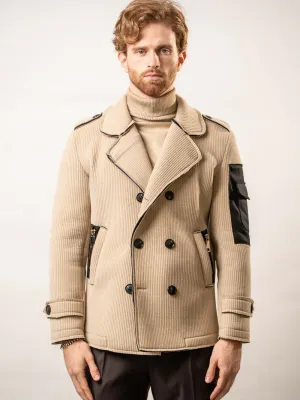 Franck La Scelta Cream Winter Jacket – Made in Italy ( Corduroy Fabric)