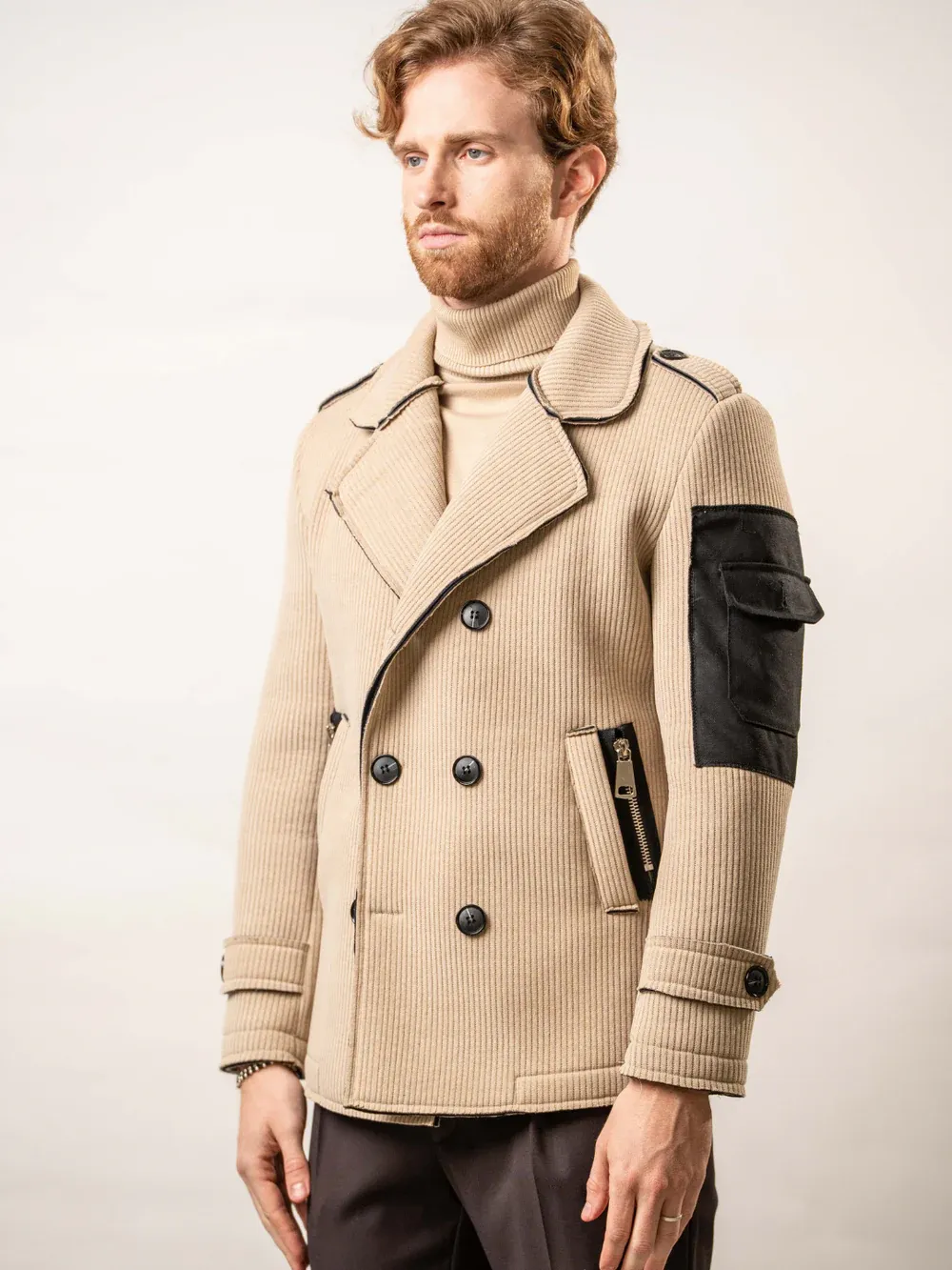 Franck La Scelta Cream Winter Jacket – Made in Italy ( Corduroy Fabric)