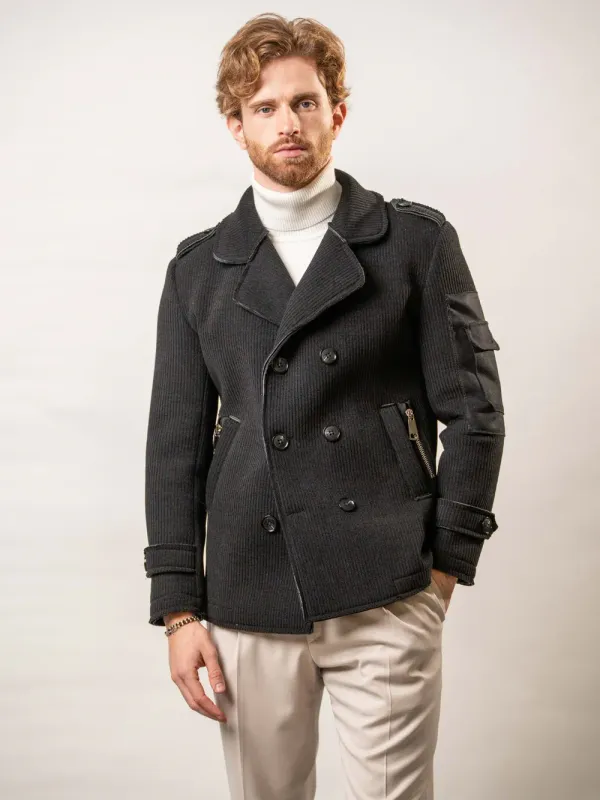 Franck La Scelta Black Winter Jacket – Made in Italy ( Corduroy Fabric) Franck La Scelta Black Winter Jacket – Made in Italy ( Corduroy Fabric)