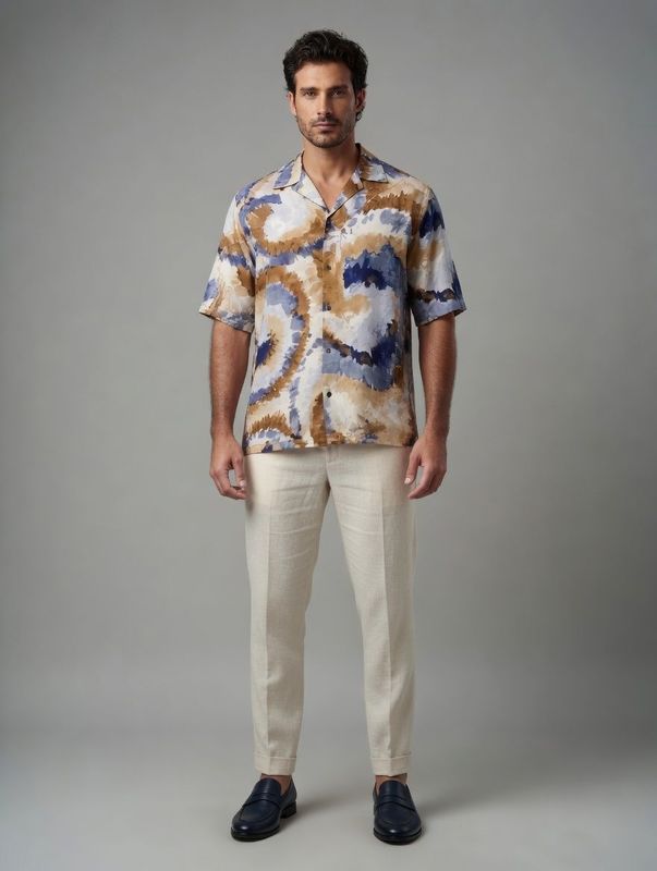 Franck La Scelta – Riviera Abstract Short Sleeve Shirt (Made in Italy) Franck La Scelta – Riviera Abstract Short Sleeve Shirt (Made in Italy)