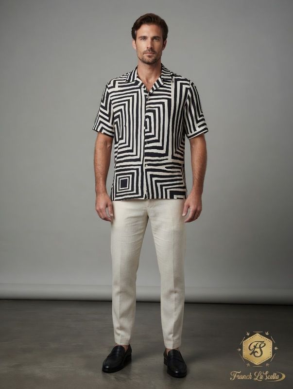 Franck La Scelta – Geometrico Nero Short Sleeve Shirt (Made in Italy) Franck La Scelta – Geometrico Nero Short Sleeve Shirt (Made in Italy)