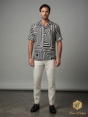 Franck La Scelta – Geometrico Nero Short Sleeve Shirt (Made in Italy) Franck La Scelta – Geometrico Nero Short Sleeve Shirt (Made in Italy)