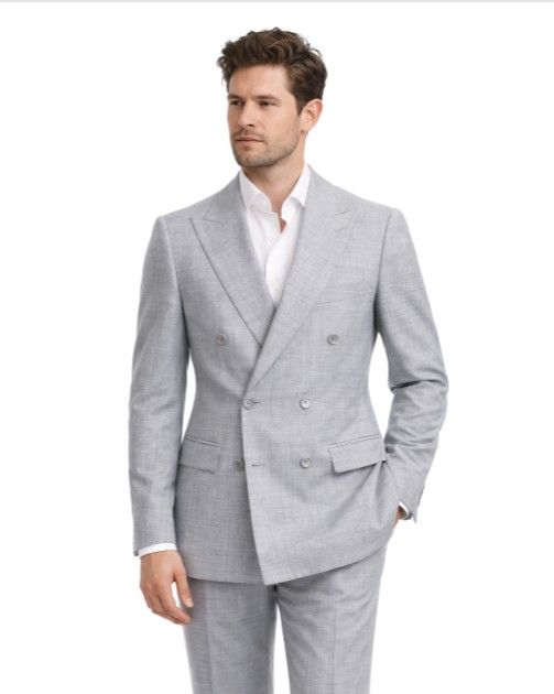 Franck La Scelta CL Double-Breasted Grey Fresh Wool Suit – 100% Wool (Made in Italy) Franck La Scelta CL Double-Breasted Grey Fresh Wool Suit – 100% Wool (Made in Italy)