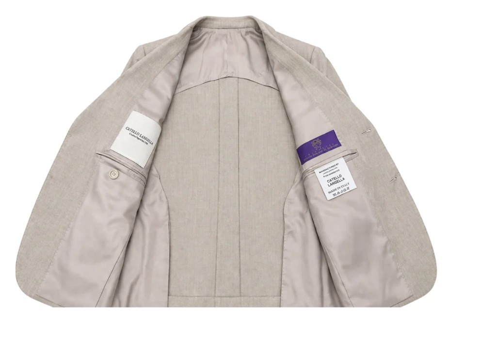 Franck La Scelta CL Double-Breasted Grey Fresh Wool Suit – 100% Wool (Made in Italy) Tan
