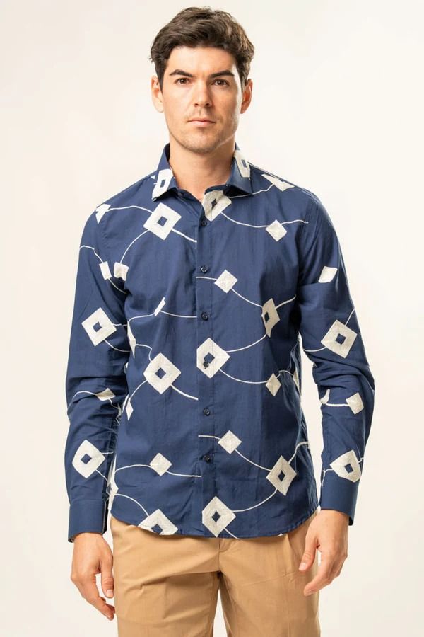 Franck La Scelta – Signature Geometric Navy Shirt (Made In Italy) Franck La Scelta – Signature Geometric Navy Shirt (Made In Italy)