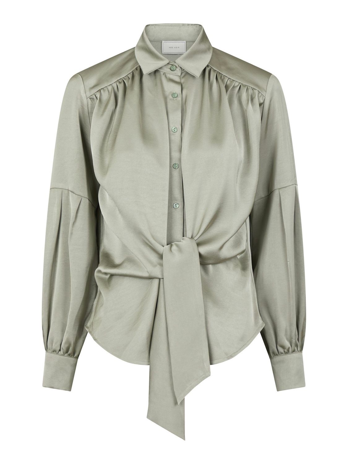 Naja Satin Shirt, Size: 34, Colour: Smoke Green 627