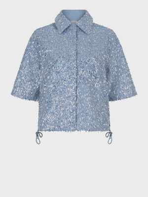 Bardot Sequins Cropped Denim Shirt
