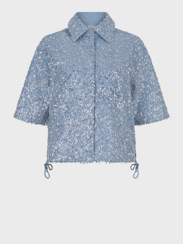 Bardot Sequins Cropped Denim Shirt