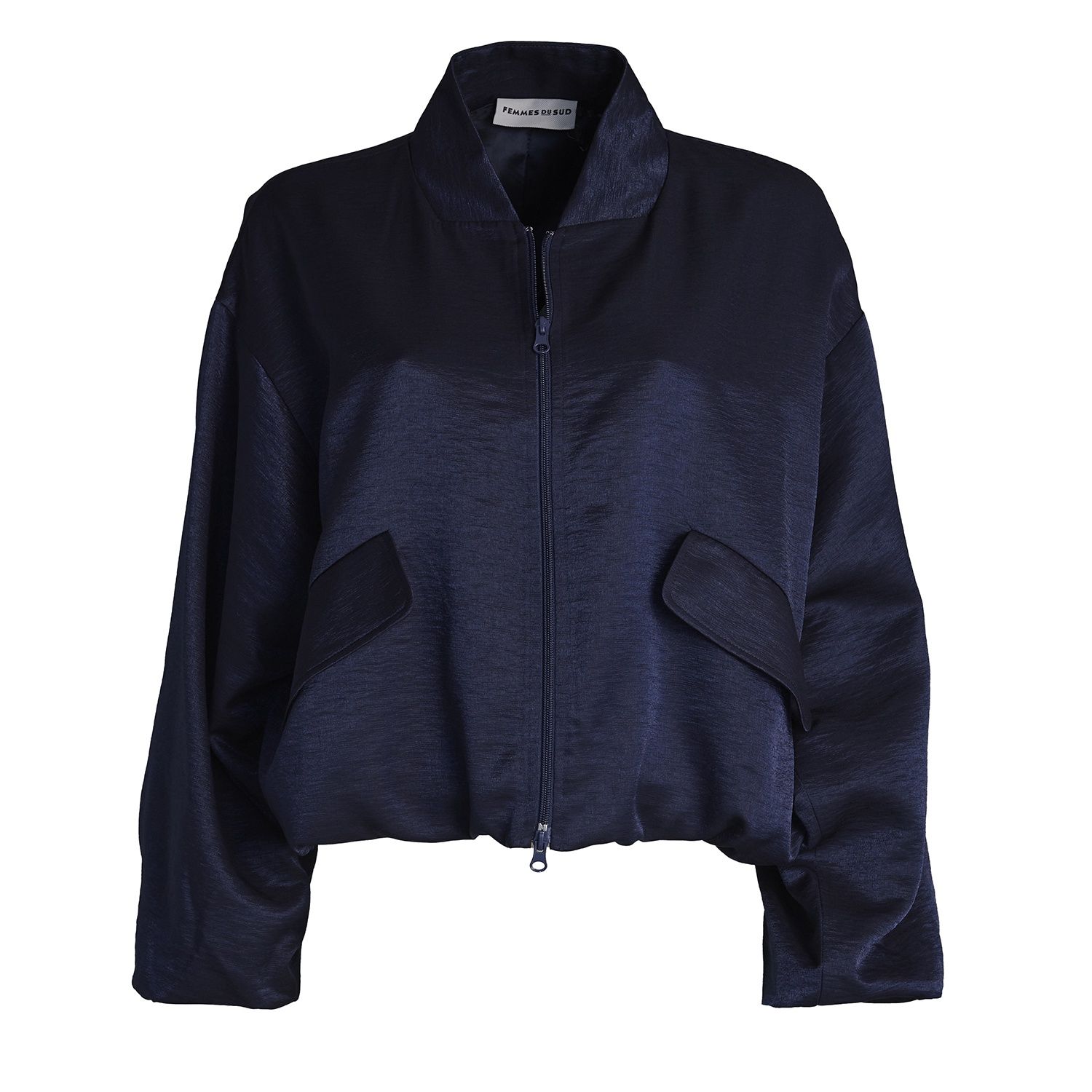 Lacy Satin Jacket Navy