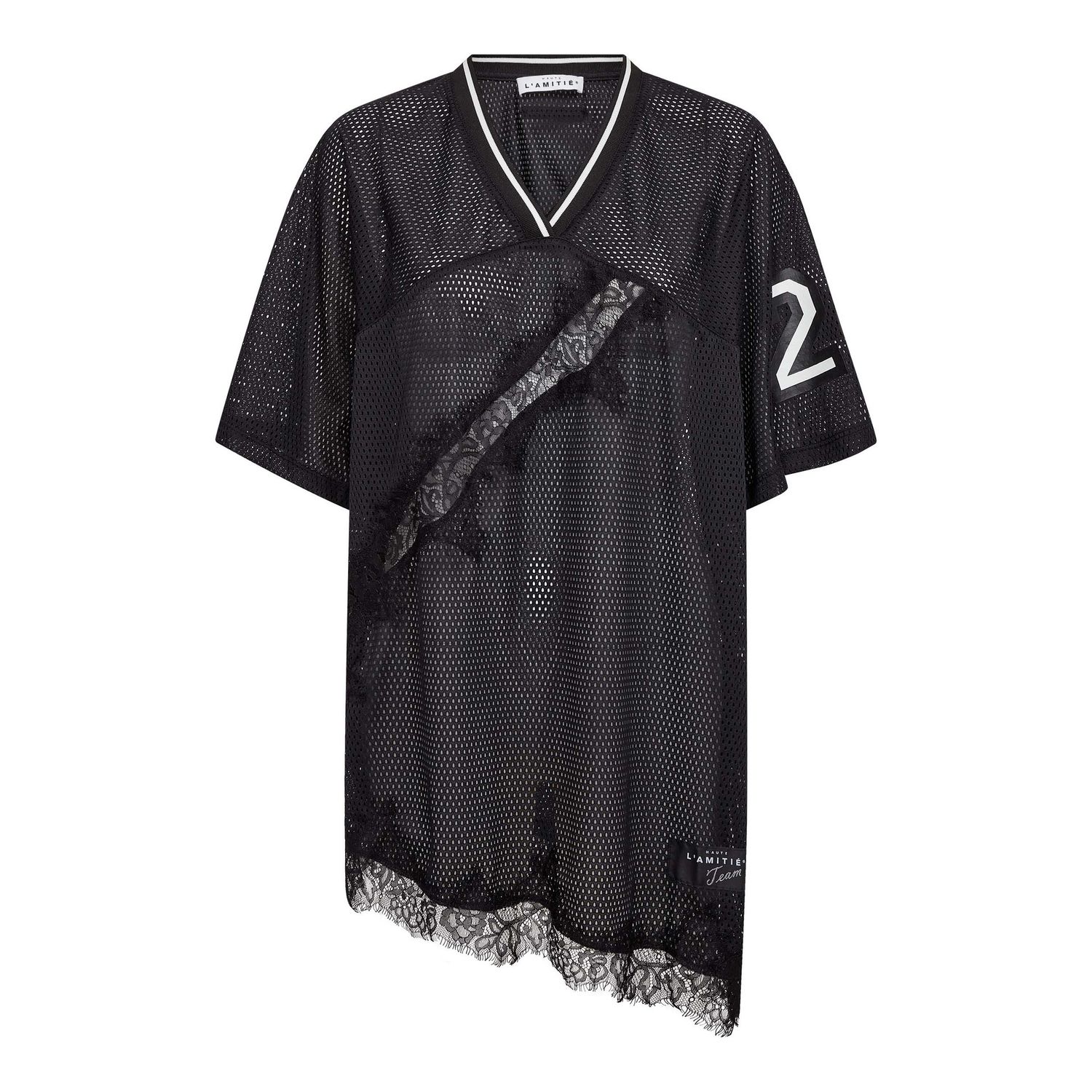 Drift Asym Lace Tee Black