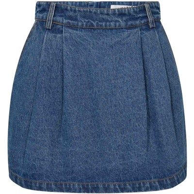 Denim Pleat Skirt Blue