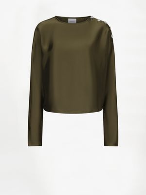 Leiva Bold Satin Top Moss Olive