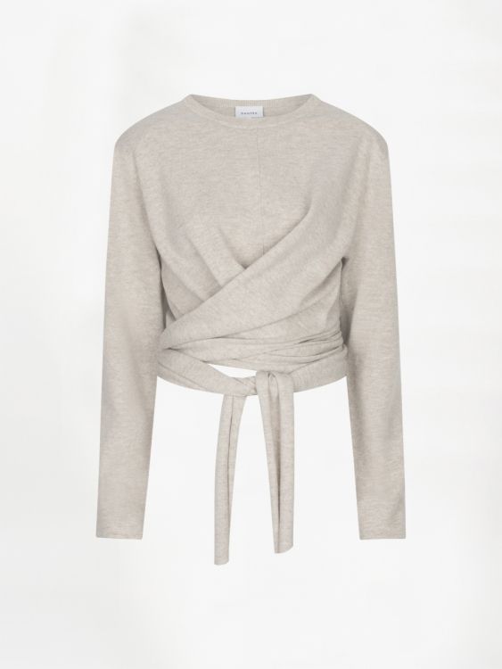 Benyo Knitted Wrap Top Warm Greige
