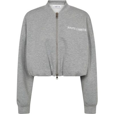 Maxi Crop Zip Sweat Grey Melange