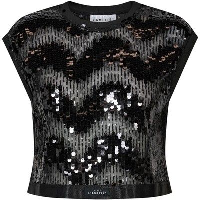 Mirror Sequin Crop Top Black