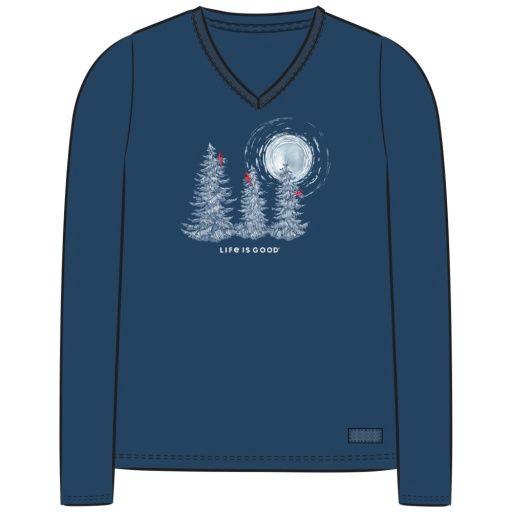 WOMEN'S SNOWY PINES WITH CARDINALS LONG