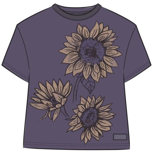 WOMEN'S LINEAR SUNFLOWER TRIO SHORT SLEE, Size: S