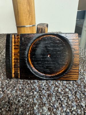 Oak stave coaster with cigar holder