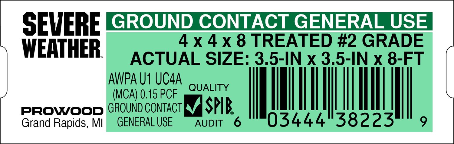 4 x 4 x 8 TREATED #2 GRADE - 38223-9