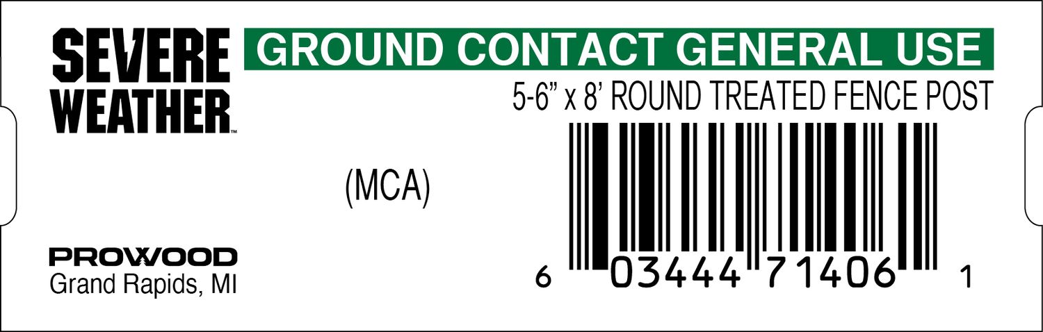 5-6&quot; x 8&#39; ROUND TREATED FENCE POST - 71406-1