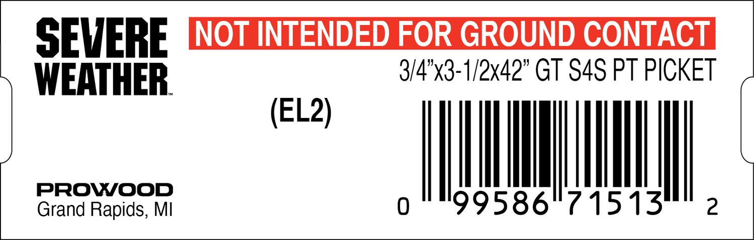 3/4&quot;X3-1/2x42&quot; GT S4S PT PICKET - 71513-2