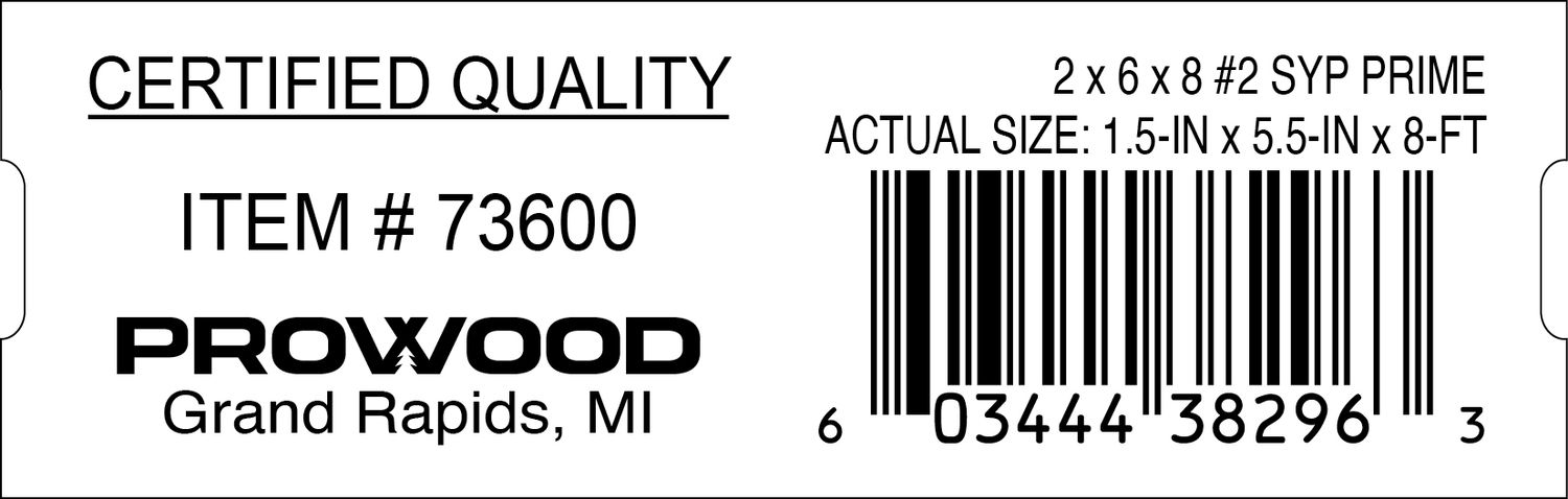 2 x 6 x 8 #2 SYP PRIME - 38296-3