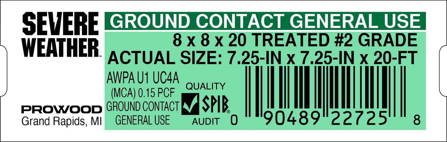 8 x 8 x 20 TREATED #2 GRADE  - 22725-8