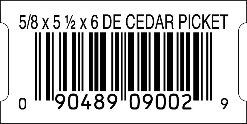 5/8 x 5 1/2 x 6 DE CEDAR PICKET UNTREATED SMALL SLOT  - 09002-9