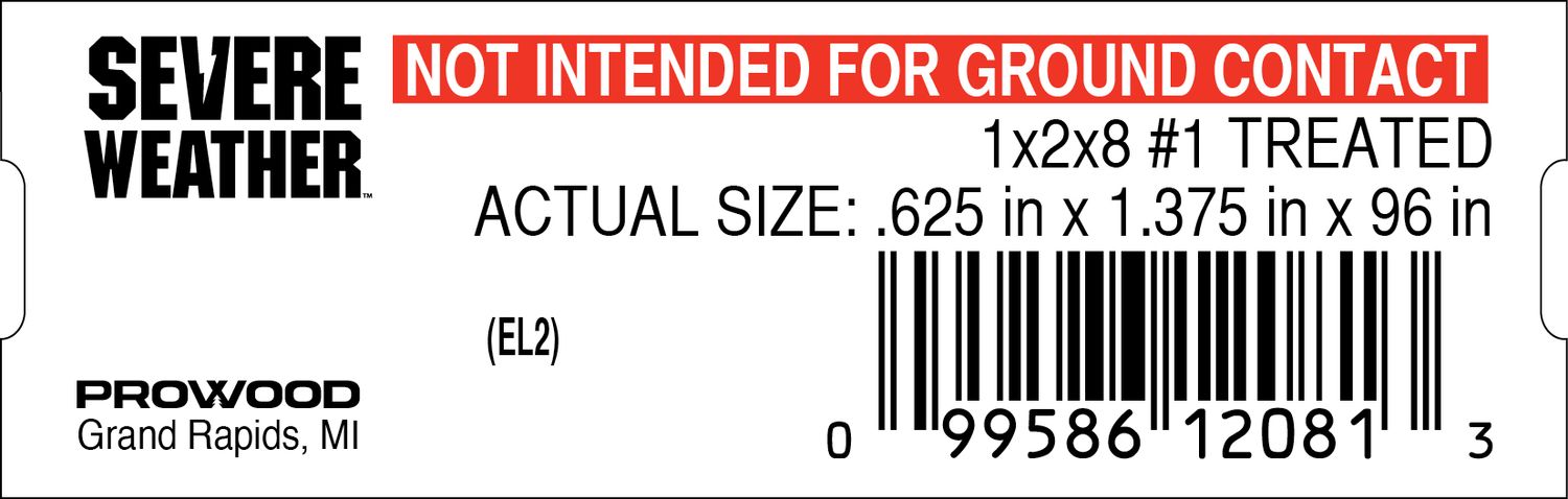 1 x 2 x 8 #1 TREATED  - 12081-3