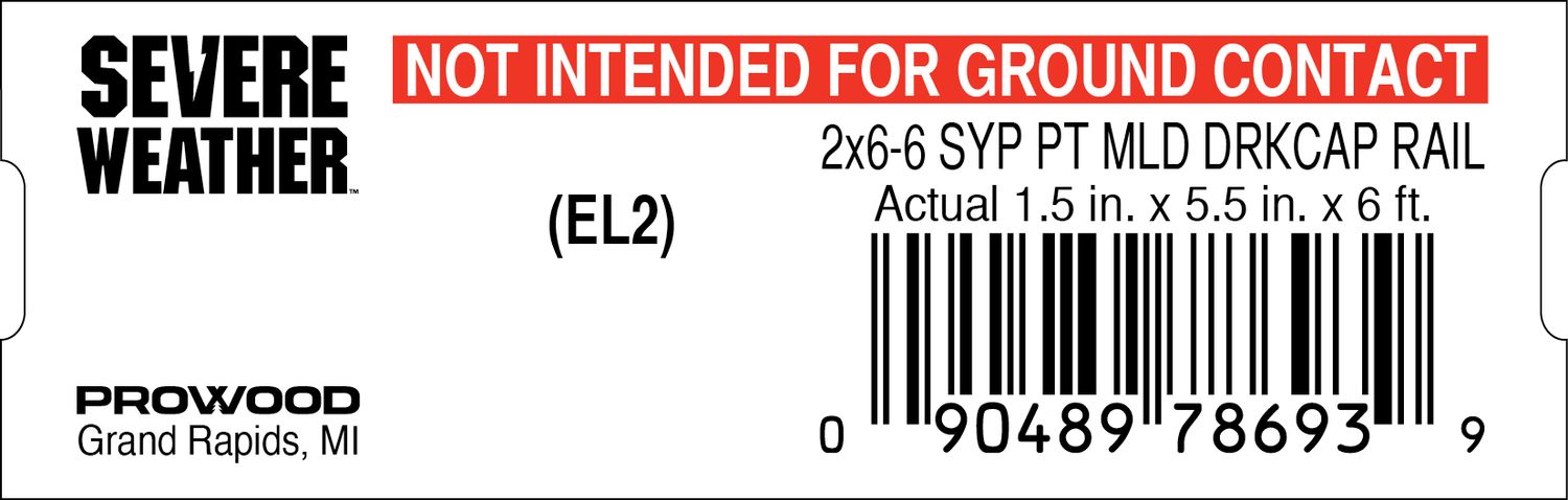2x6-6 SYP PT MLD DRKCAP RAIL - 78693-9