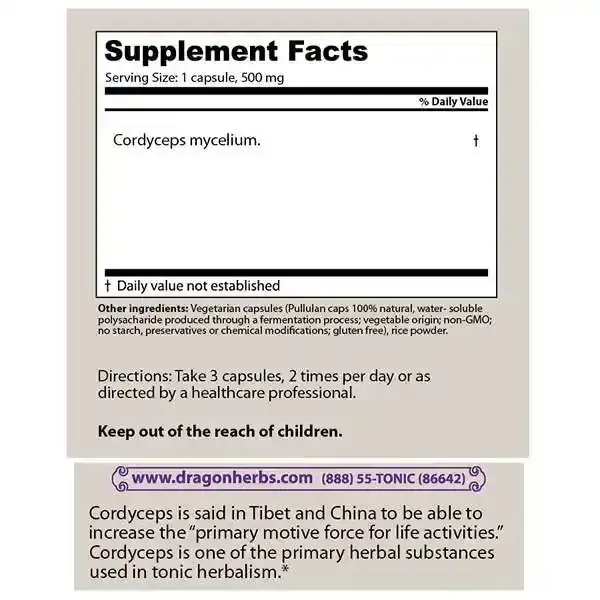Dragon Herbs Cordyceps (100 Capsules)