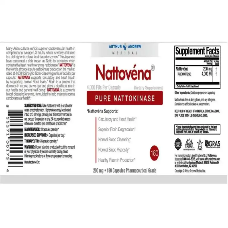 Arthur Andrew Medical - Nattovena 4,000 FU/cap, 180 Capsules