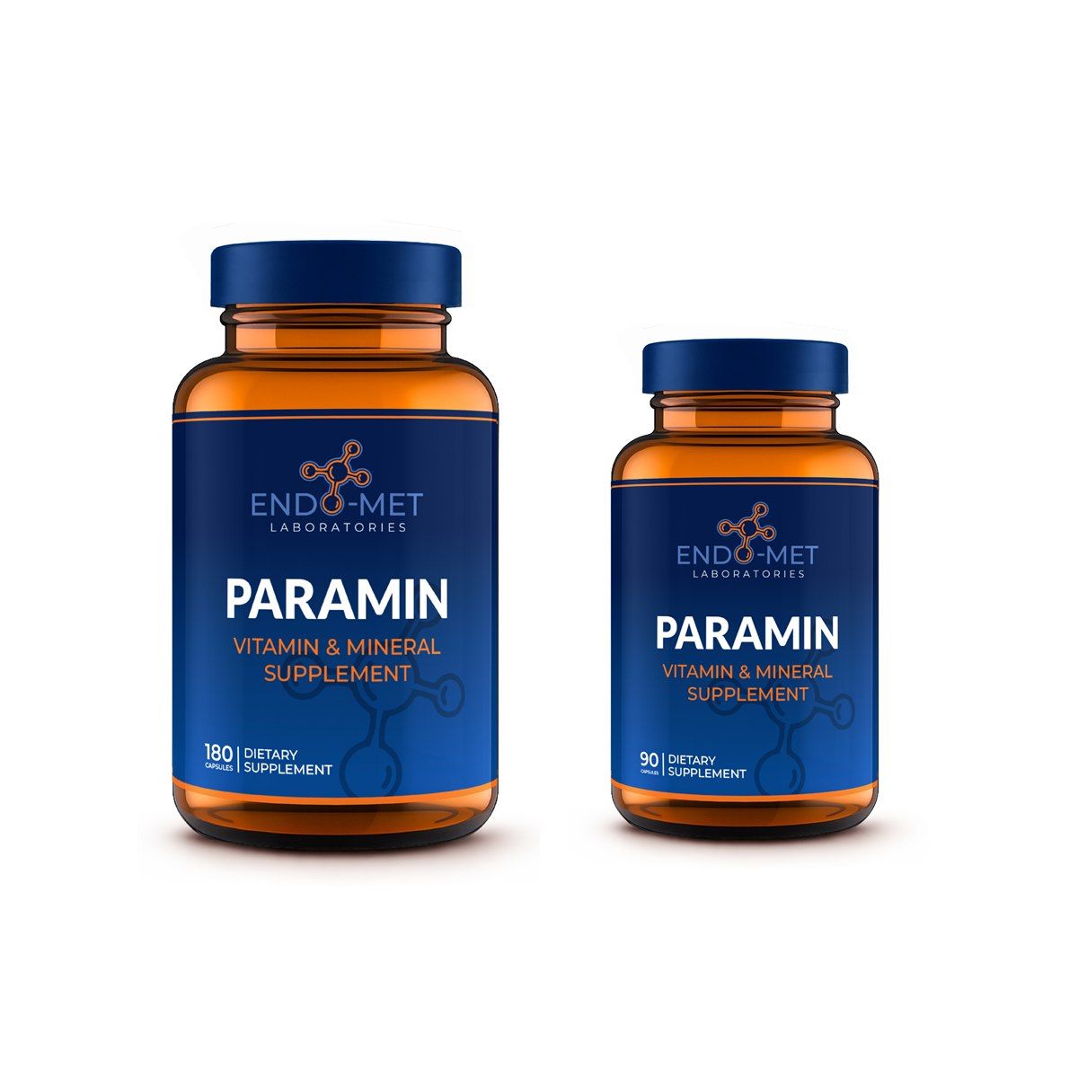 Endo-met Paramin in 180-capsule and 90-capsule bottles