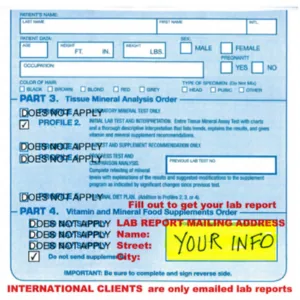 Lab Report Mailing Address Required for US Customers.