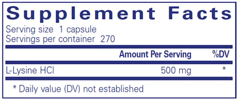 Pure Encapsulations L-Lysine (270 Capsules)